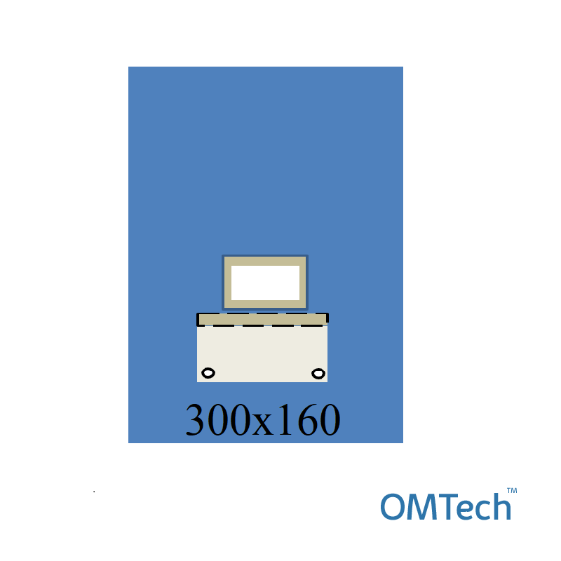 Покриття операційне OMTech™ для кесаревого розтину №1 300см х 160см - на дугу, з адгезивним операційним полем 25см х 25см (ламінований спанбонд - 45 г/м2)